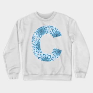 Mandala Letter Capital C Blue Crewneck Sweatshirt